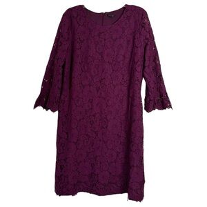 LOFT Lace Fluted Sleeve Flare Dress